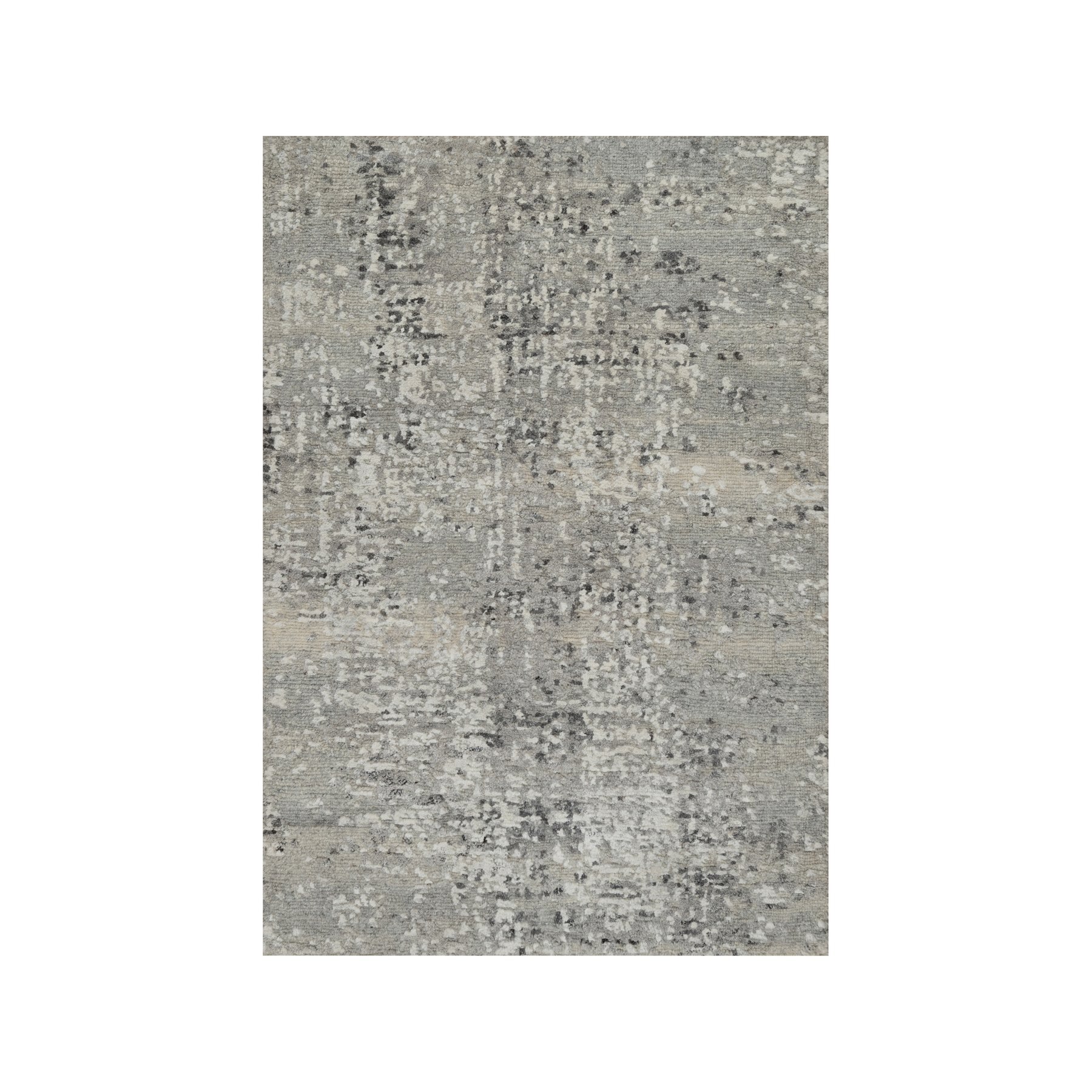 2'x3' Battleship Gray, Modern Design, Hand Knotted, Tone on Tone, Hand Spun Undyed Natural Wool, Mat, Oriental Rug